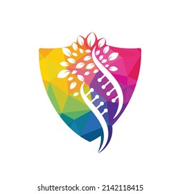 Dna tree vector logo design. DNA genetic icon. DNA with green leaves vector logo design.	
