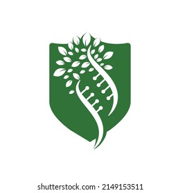 Dna tree vector logo design. DNA genetic icon. DNA with green leaves vector logo design.	
