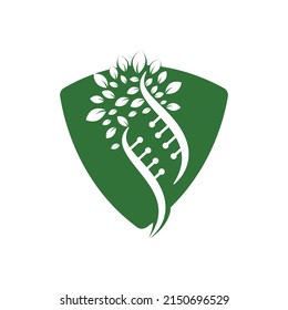 DNA tree vector logo design. DNA genetic icon. DNA with green leaves vector logo design.	
