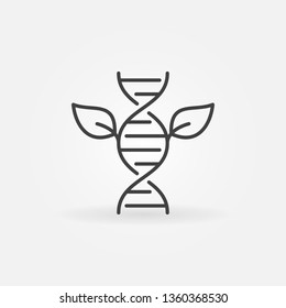 DNA with Two Leaves vector minimal icon or symbol in thin line style