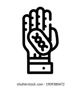 dna vaccine on hand line icon vector. dna vaccine on hand sign. isolated contour symbol black illustration