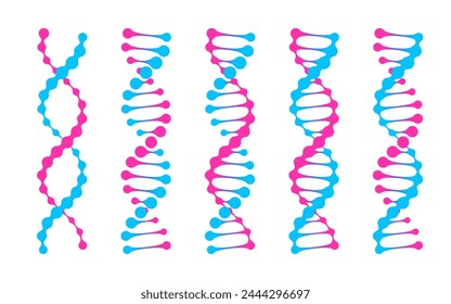 Dna vector double helix molecule. Metaball 2d flat silhouette model of gene science, dot pictogram of bio coding pattern in human cells chromosome