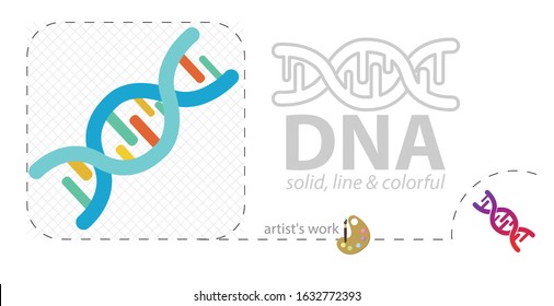 DNA vector flat illustration, solid, line icon