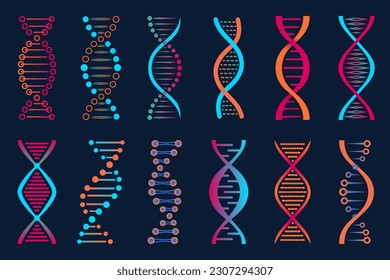 Icono vector de ADN. Biología, laboratorio de bioquímica y emblema vectorial de la empresa de biotecnología. Investigación cromosómica del genoma humano, símbolo de evolución o icono gráfico con espiral de ADN o helix abstracto