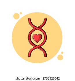 DNA-Vektorsymbol mit Liebe im Inneren