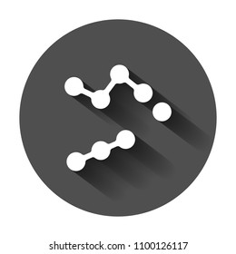 Dna vector icon. Medecine molecule flat illustration with long shadow. Simple business concept pictogram.