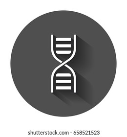 Dna vector icon. Medecine molecule flat illustration with long shadow.