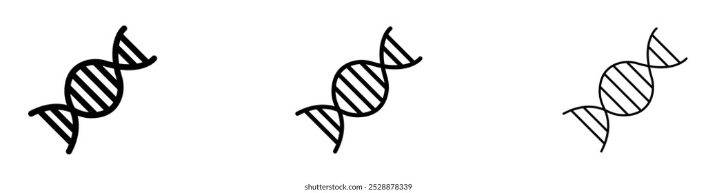 DNA vector icon set in black and blue colors.