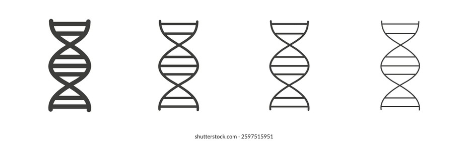 DNA vector icon set in black and white color.