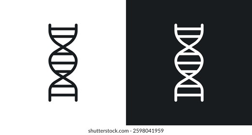 DNA vector icon set in black and white color.