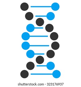 Dna vector icon. Style is bicolor flat symbol, blue and gray colors, rounded angles, white background.