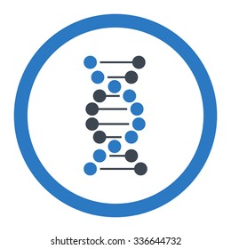 DNA vector icon. Style is bicolor flat rounded symbol, smooth blue colors, rounded angles, white background.