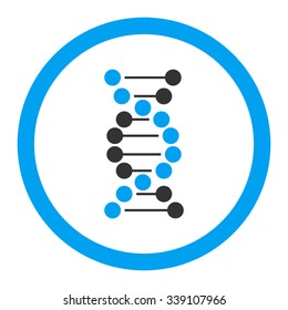DNA vector icon. Style is bicolor flat rounded symbol, blue and gray colors, rounded angles, white background.