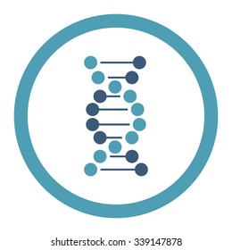 DNA vector icon. Style is bicolor flat rounded symbol, cyan and blue colors, rounded angles, white background.