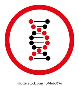 DNA vector icon. Style is bicolor flat rounded symbol, intensive red and black colors, rounded angles, white background.
