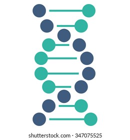 DNA vector icon. Style is bicolor flat symbol, cobalt and cyan colors, rounded angles, white background.