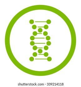 DNA vector icon. Style is flat rounded symbol, eco green color, rounded angles, white background.
