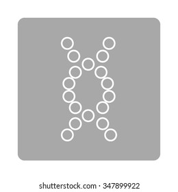 DNA vector icon. Style is flat rounded square button, white and silver colors, white background.