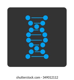 DNA vector icon. Style is flat rounded square button, blue and gray colors, white background.