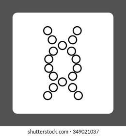 DNA vector icon. Style is flat rounded square button, black and white colors, gray background.