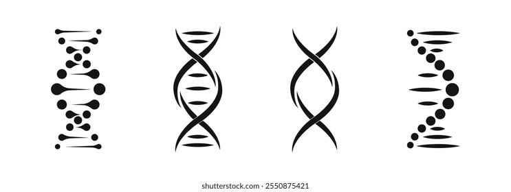Iconos del vector del ADN. Conjunto de Vector de emblema de ADN. Concepto de biotecnología Abstractas.