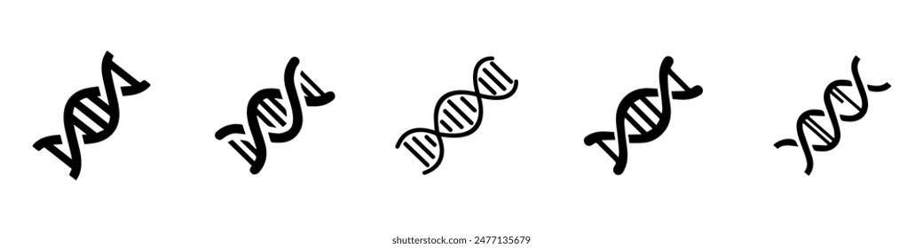 DNA vector icons set. Genetic concept. Life gene model bio code genetics molecule. Molecule, chromosome icon set. Pictogram of Dna vector, genetic sign, elements and icons collection. EPS 10