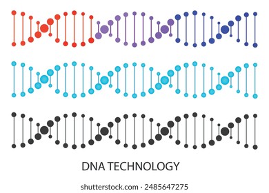 DNA vector illustration. Model of the molecular structure of DNA strands. Double helix structure. Genetic engineering concept.