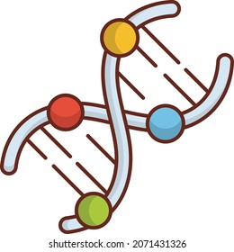 DNA Vector illustration on a transparent background. Premium quality symbols. Vector Line Flat color  icon for concept and graphic design.