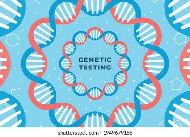 DNA vector illustration provides genetic data from a variety of materials and people and applies to many important issues. Figure of a twisted spiral on a blue background. 