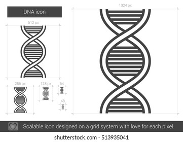 DNA vector line icon isolated on white background. DNA line icon for infographic, website or app. Scalable icon designed on a grid system.