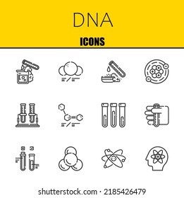 dna vector line icons set. test tube, molecule and test tube Icons. Thin line design. Modern outline graphic elements, simple stroke symbols stock illustration