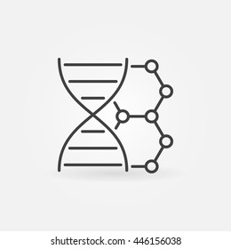 DNA vector linear icon. Thin line dna with molecule sign or logo element. Biotechnology minimal symbol