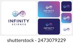 DNA vector logo design in the shape of a colorful infinity emblem with a modern, simple, clean and abstract style.