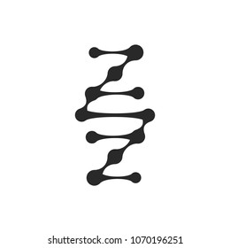 DNA vector logo. Gene isolated dark logotype on white background. Molecular laboratory sign