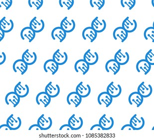 Dna vector seamless pattern. Blue gene repeated logo on white background 