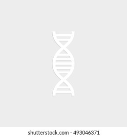 DNA - white vector  icon with shadow