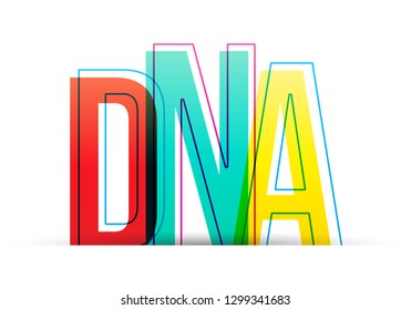 DNA word vector isolated on white background