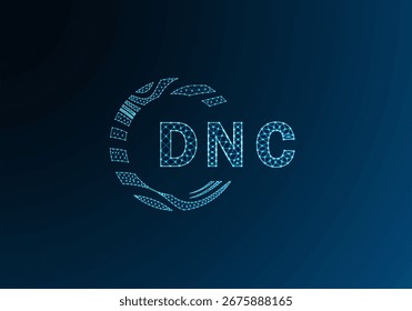 Diseño de Vector de logotipo de letra de polietileno baja DNC. Diseño de logotipo de poliéster inferior DNC. Diseño único del logotipo de baja poli de DNC.