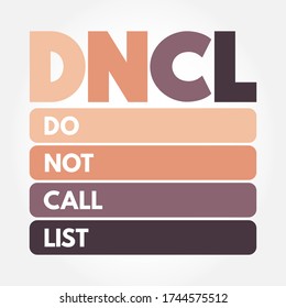 DNCL - Do Not Call List Acronym, Business Concept Background