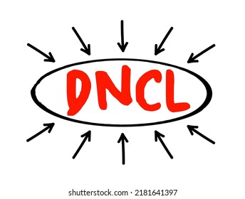 DNCL - Do Not Call List Is A List Of Phone Numbers That Telemarketers Are Prohibited From Calling In Most Circumstances, Acronym Concept With Arrows