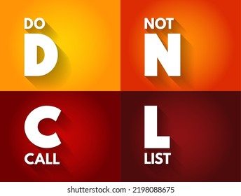 DNCL - Do Not Call List Is A List Of Phone Numbers That Telemarketers Are Prohibited From Calling In Most Circumstances, Acronym Concept Background