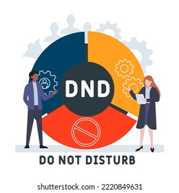 DND - No Perturbe el acrónimo. fondo de concepto de negocio.  concepto de ilustración vectorial con palabras clave e iconos. ilustración con iconos para banner web, volante, aterrizaje