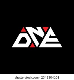 DNE triangle letter logo design with triangle shape. DNE triangle logo design monogram. DNE triangle vector logo template with red color. DNE triangular logo Simple, Elegant, and Luxurious design.