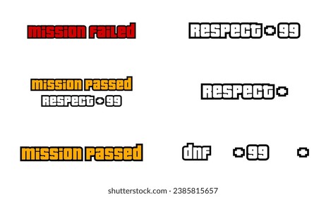 DNF More Added Earn Respect Plus + Mission Passed Complete Completed Success Failed Meme Label Tag Logo Sign Badge Vector EPS PNG Transparent No Background Clip Art Vector EPS PNG