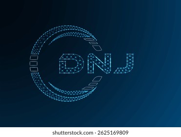 Projeto vetorial de logotipo de letra baixa DNJ. Design de logotipo DNJ poli inferior. 