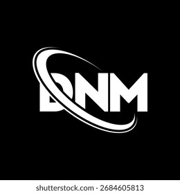 Logotipo de DNM. Carta de DNM. Diseño de logotipo de carta DNM. Logotipo de DNM inicial enlazado con el círculo y el logotipo del monograma en mayúscula. Tipografía DNM para tecnología, negocio y marca inmobiliaria.