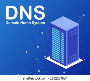 DNS Domain Name System Server. Vector stock illustration.