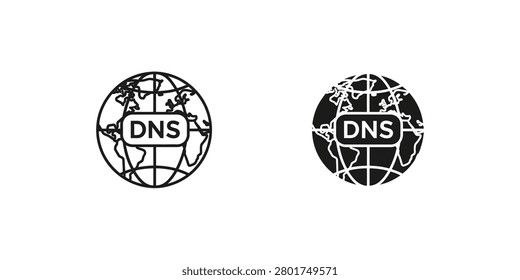 Dns global network icon with internet connectivity technology communication infrastructure webmaster computer