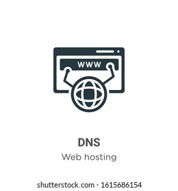 Dns glyph icon vector on white background. Flat vector dns icon symbol sign from modern web hosting collection for mobile concept and web apps design.