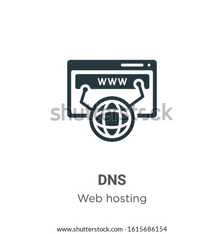 Dns glyph icon vector on white background. Flat vector dns icon symbol sign from modern web hosting collection for mobile concept and web apps design.